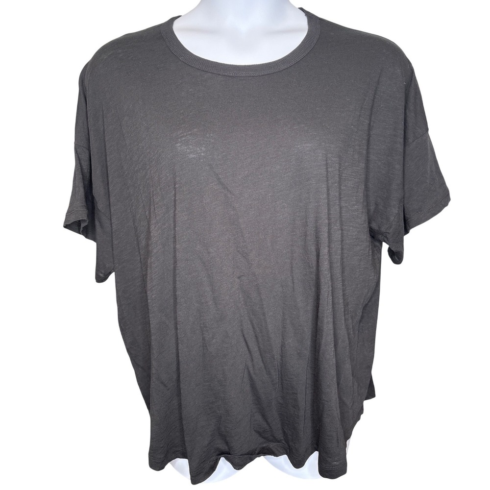 Madewell Womens Black Short Sleeve T-Shirt 3X Relaxed Minimalist Slub Breathable